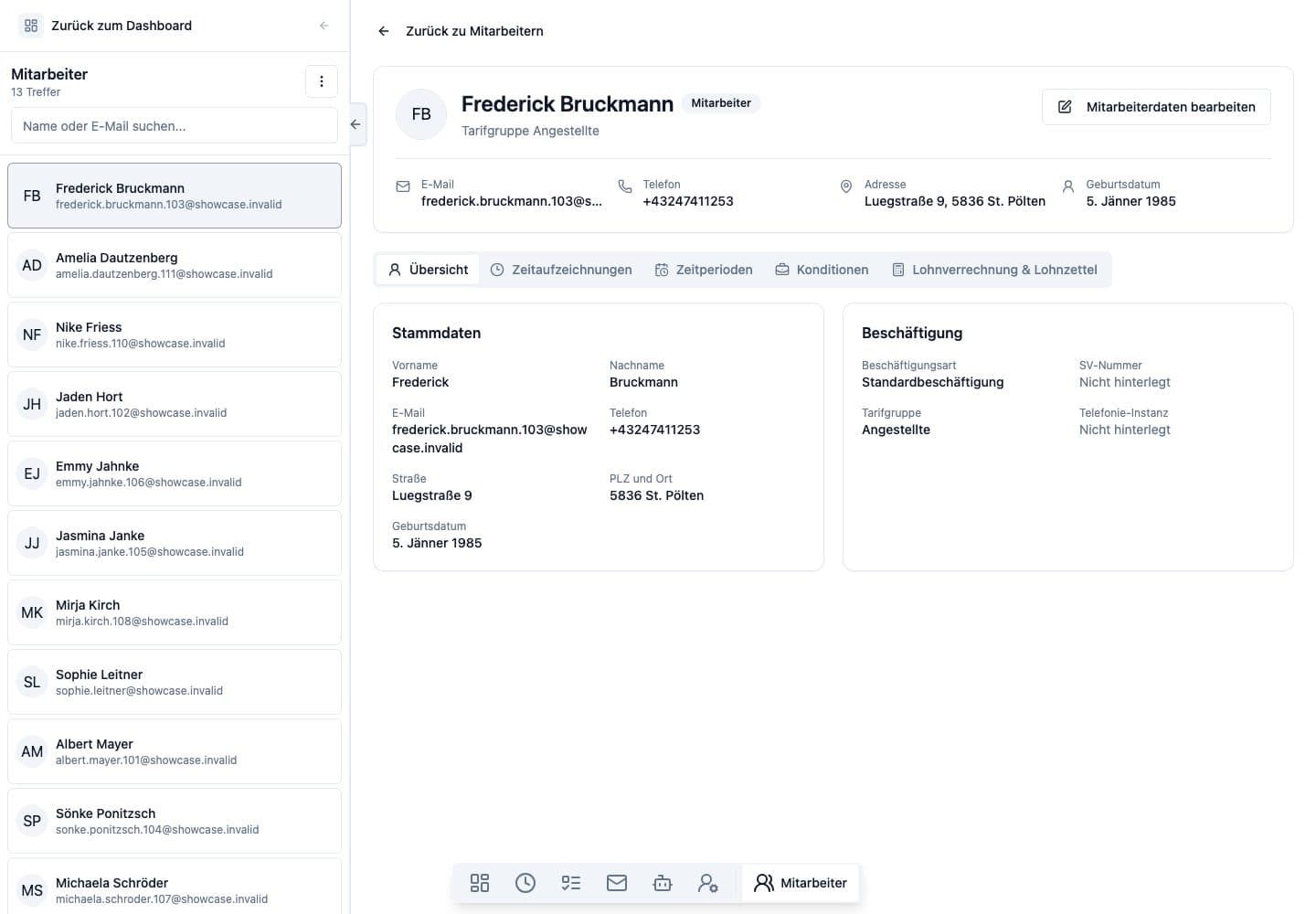 Desktop-Ansicht von Mitarbeiter in Neuronize ERP