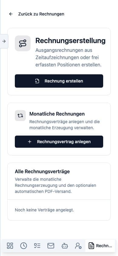 Mobile Ansicht von Rechnungserstellung in Neuronize ERP