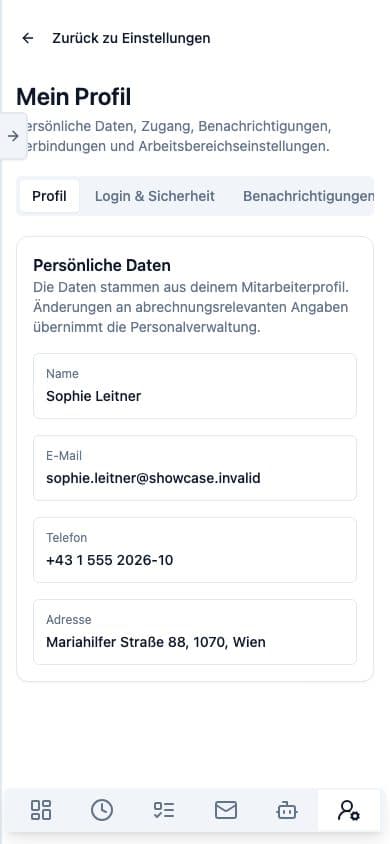 Mobile Ansicht von Plattform & Einstellungen in Neuronize ERP