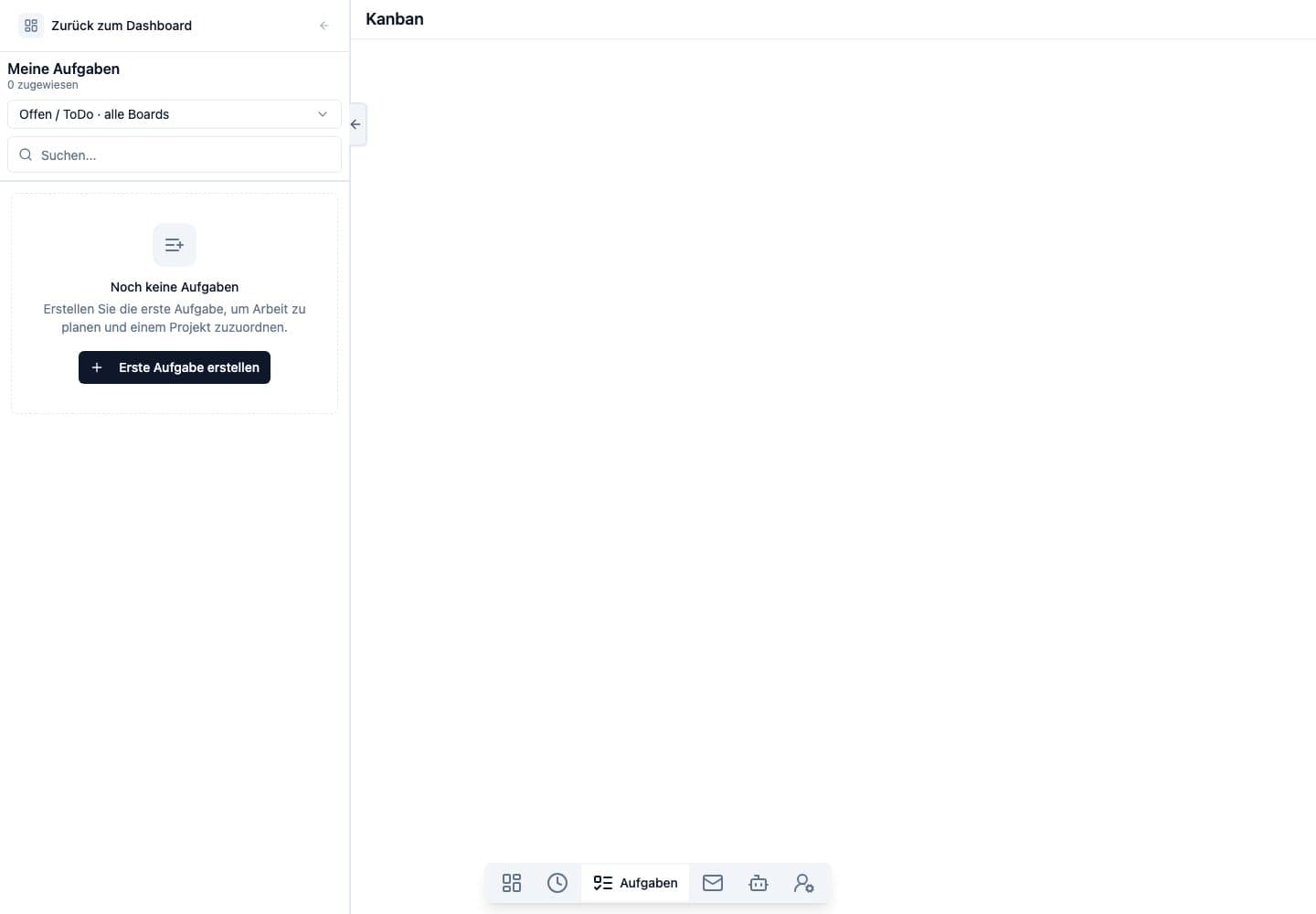 Desktop-Ansicht von Aufgaben in Neuronize ERP